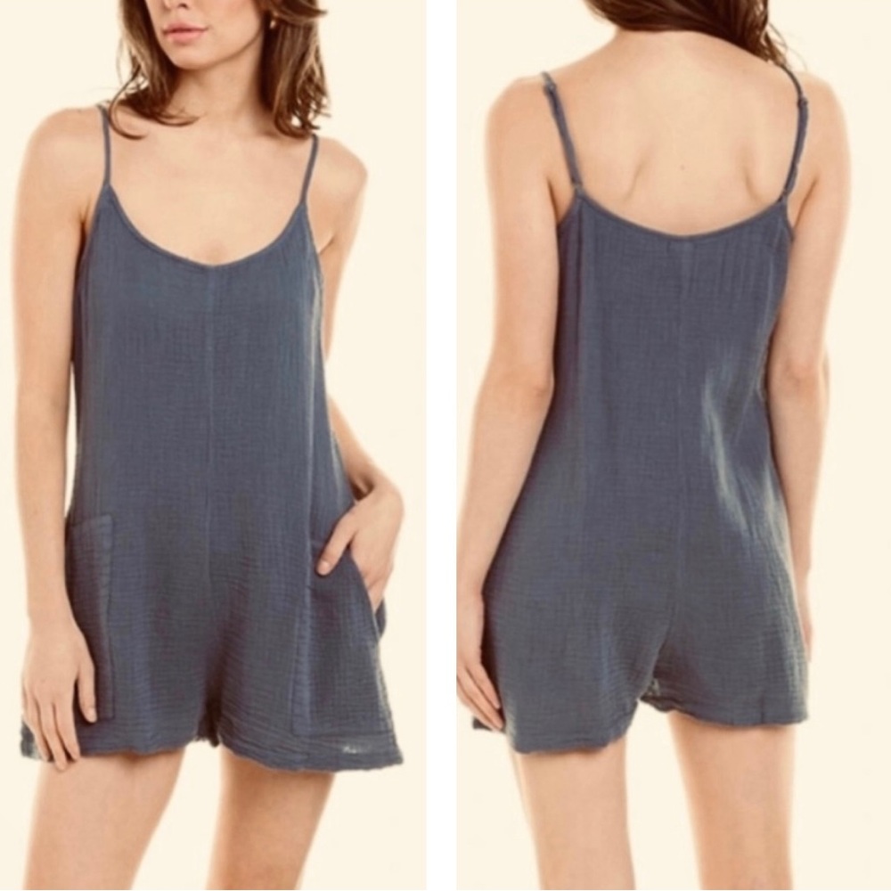 Monrow Slate grey Gauze Romper